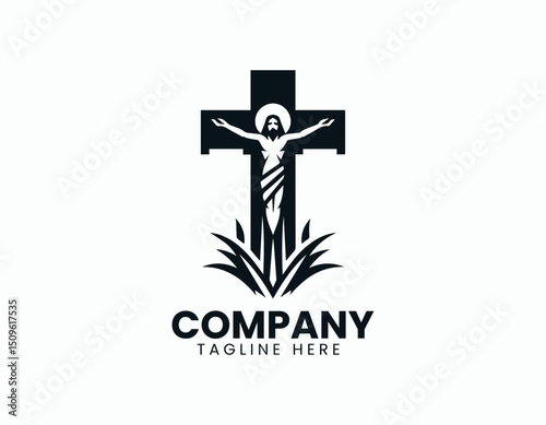 Profound Jesus Christ on Cross Depiction Sacrifice Faith Vector Logo Design