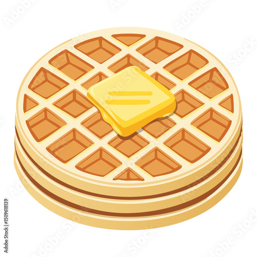 waffle with butter topping - vector illustration