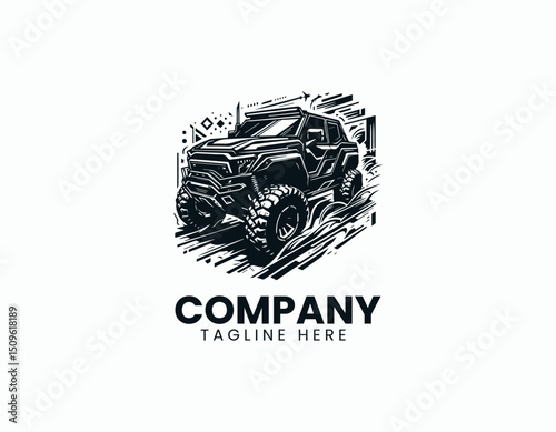 Dynamic Powerful All-Terrain Vehicle Adventure-Ready Outline Vector Logo Design
