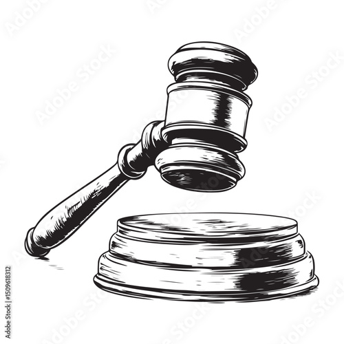 Judge gavel icon, Black Judge gavel icon on white background, Vector illustration, Judge's Gavel Striking Sound Block in Black Silhouette