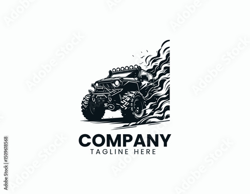 Dynamic Powerful All-Terrain Vehicle Adventure-Ready Outline Vector Logo Design