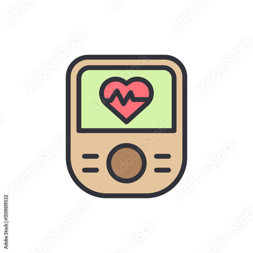 Stylized Electrocardiogram Device Displaying Heartbeat On Transparent Layer