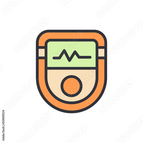 Stylized Health Monitor With Heartbeat Graph On Transparent Background