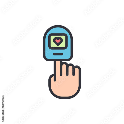 Finger Pulse Oximeter Icon Showing Heart Rate On Transparent Background