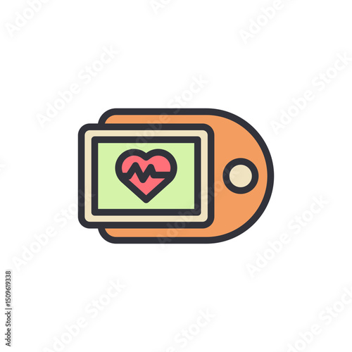 Depicts A Medical Device With A Heart Rate Monitor Display Screen