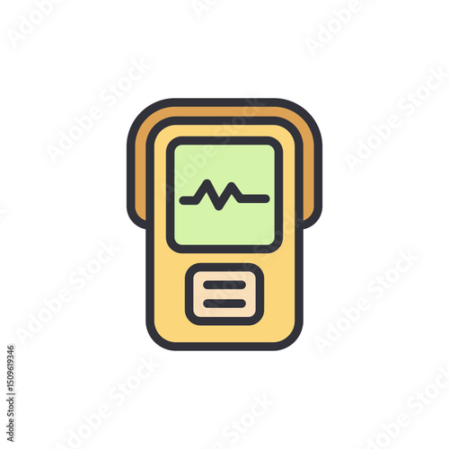 Portable Measurement Tool With Fluctuating Line On The Screen In Yellow