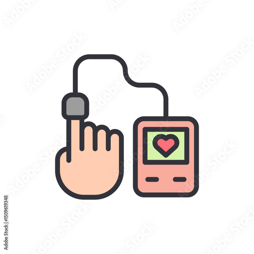 Stylized Illustration Of Finger Pulse Oximeter For Healthcare Monitoring