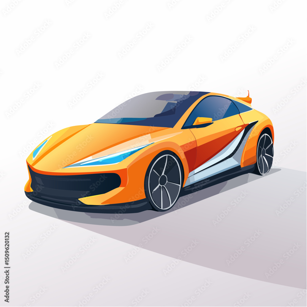 Naklejka premium Futuristic Sports Car Vector Illustration Sleek Design, Aerodynamic Shape