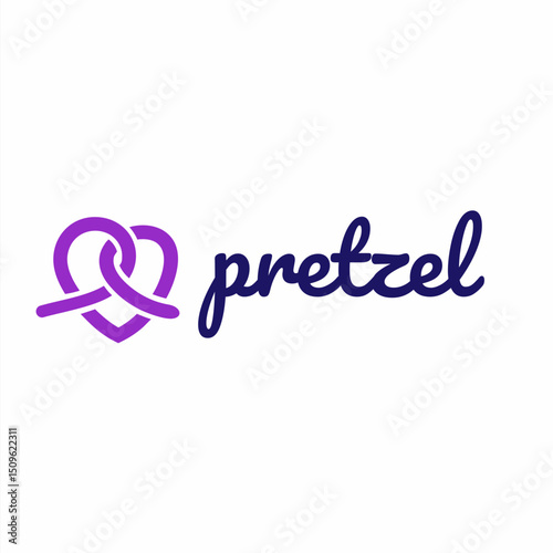 Simple Modern Logo Design of a Heart Shaped Pretzel Snack Food