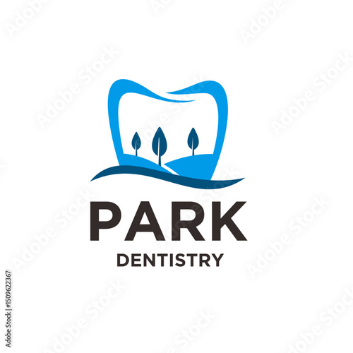 Modern Simple Tooth Park Dentistry Tree Silhouette Clinic Company Logo