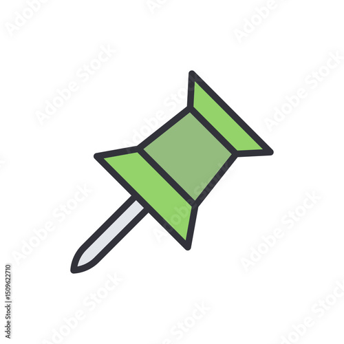 Isolated Green Pushpin Illustration For Note Reminders And Organization