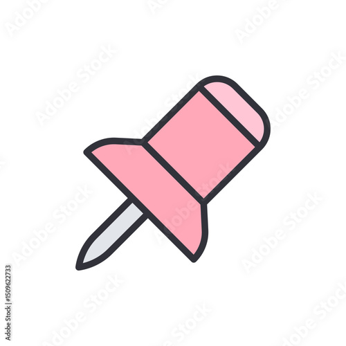 Isolated Pink Pushpin Symbolizing Reminders And Tasks Management Concepts