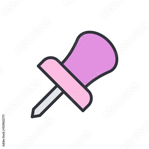 Aesthetic Push Pin Icon Illustration For Notice Boards And Reminders