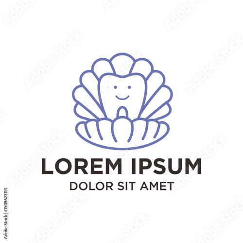 Outline Minimalist Pearl Tooth in Seashell Elegant Dental Care Logo