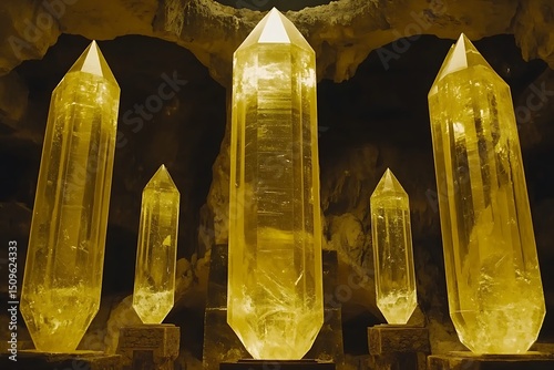 Crystal formations in a cave photo