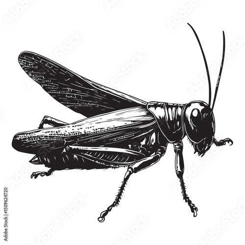 Grasshopper silhouette vector illustration, Flat and Minimal locusts insects icon design of black silhouette vector illustration