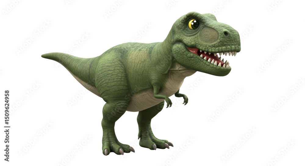 Fototapeta premium Cartoon Tyrannosaurus Rex Illustration on White Background