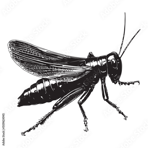 Grasshopper silhouette vector illustration, Flat and Minimal locusts insects icon design of black silhouette vector illustration