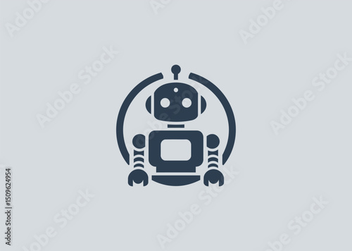 Robot logo for tech, automation, or futuristic brand identity.