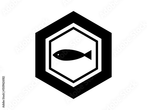 hexagonal pattern　魚　亀甲文様