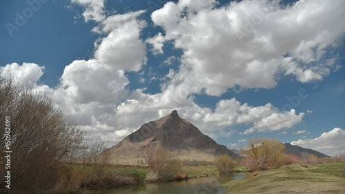 Spring Time-Lapse of Clouds Moving Over a Sharp Mountain Peak – No Audio. 