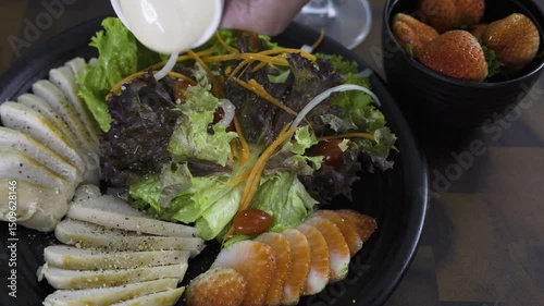 Arrange The Ingredients In A Breakfast Plate On The Table, Video footage for documentary and cinematic in food scene.