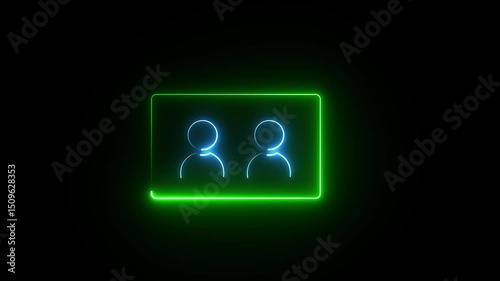 Neon Smart Identity card icon animation. NID card verify icon isolated. photo