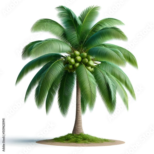  Realistic Green Coconut Tree on White Background 2