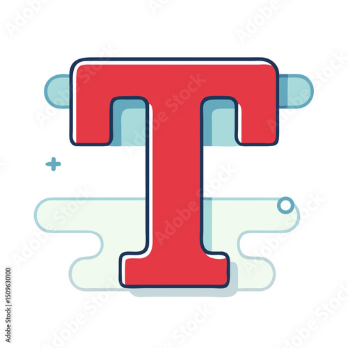 Letter T Red Splash Alphabet Font Icon for Branding and Design