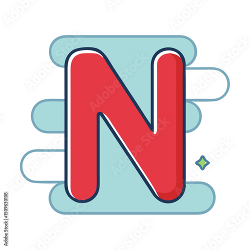 Letter N Red Splash Alphabet Font Icon for Branding and Design
