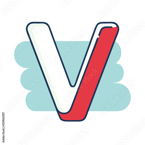 Letter V Red Splash Alphabet Font Icon for Branding and Design