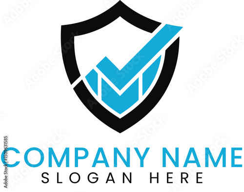 Secure Business Growth Checkmark Shield Logo icon blue trust