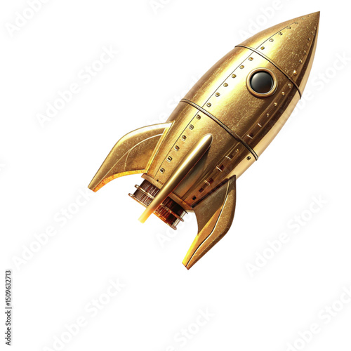 Gold Rocket Flying