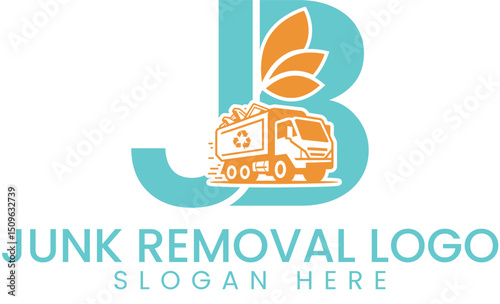 Eco Friendly Junk Removal Service Logo Design JB blue icon  