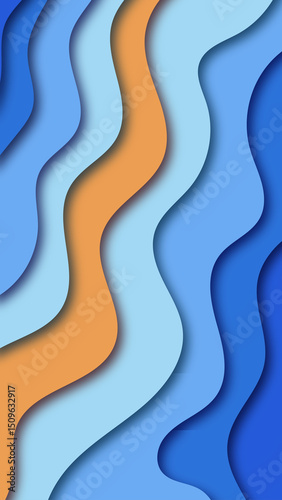abstract colorful paper cut wave background