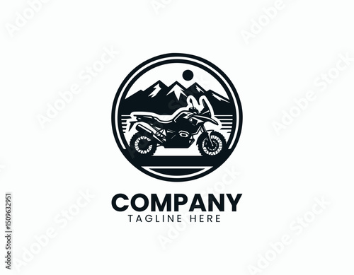 Adventure Motorcycle Iconic Profile for Powerful Off-Road Exploration Vector Logo Design