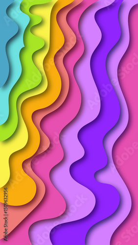 abstract colorful paper cut wave background