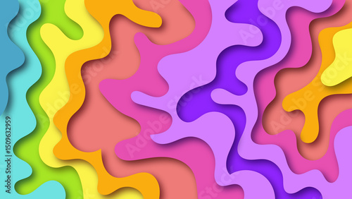 abstract colorful paper cut wave background