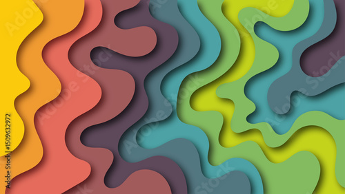 abstract colorful paper cut wave background