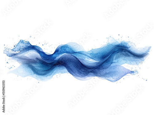 The image is a blue wave with white background
