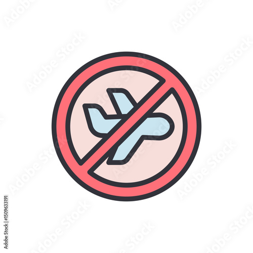Aviation Restricted Symbol Featuring A Stylized Airplane Silhouette