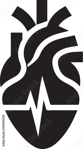 human heart vector art flat design.