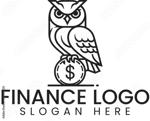 Wise Owl Finance Logo Design Modern Minimalist art icon bird