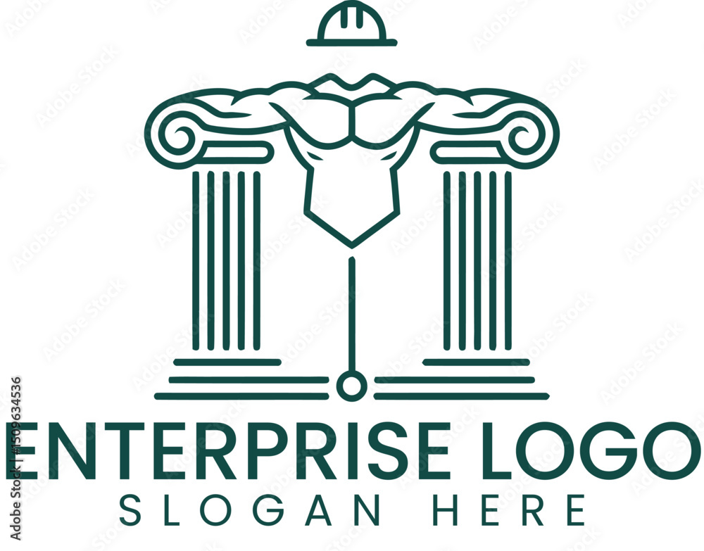 Strong Enterprise Logo Design Green Pillars icon power clean Strong Enterprise Logo Design Green Pillars icon power clean