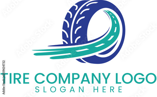 Dynamic Tire Company Logo Design Template road blue fast    