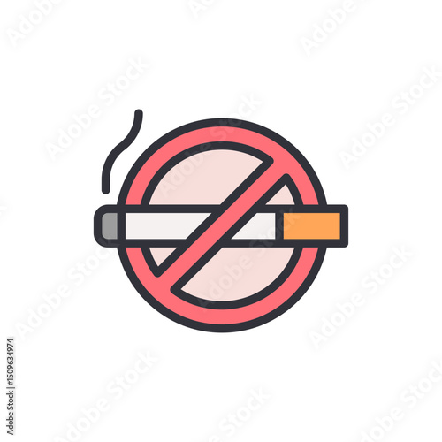 Symbolic Graphic Of No Smoking Emblem With Stylized Cigarette
