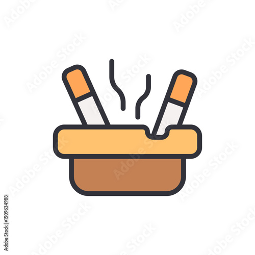 Stylized Image Of Cigarettes Smoking In A Beige Ashtray Receptacle