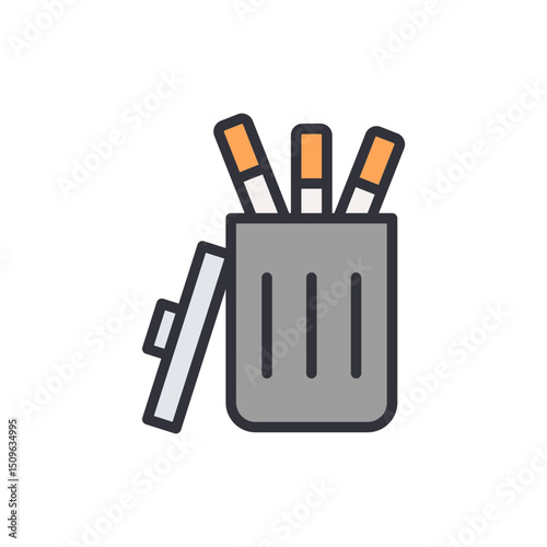 Cigarettes In The Trash Can Representing Quitting Smoking And Health