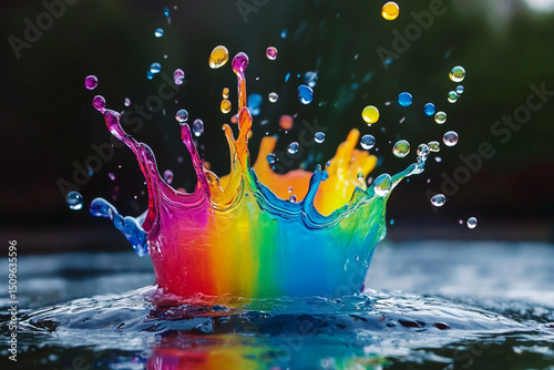 rainbow water splash