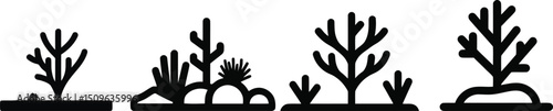 Vector illustration set of a coral reef scene on a plain white background

